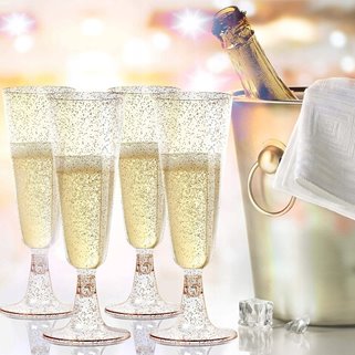 Kieliszki wielorazowe do szampana złote 10 szt