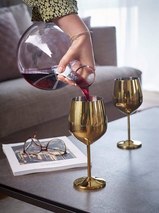 Kieliszek do wina stalowy złoty  500 ml Stalowy