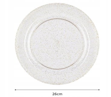 Talerze wielorazowe obiadowe złote 10 sztuk