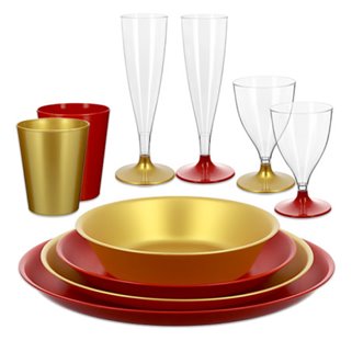 Kieliszki PS do szampana wielorazowe złote 10 szt