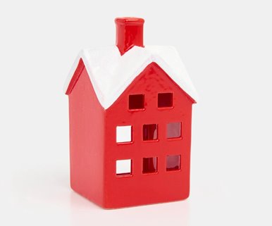 Domek dekoracyjny czerwono-biały 14 cm