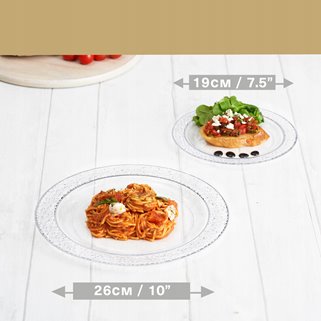 Srebrne talerze wielorazowe obiadowe deserowe 10