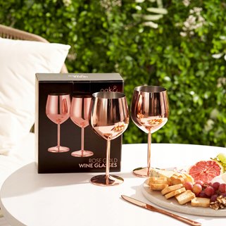 Stalowe kieliszki do wina różowe złoto 2 szt
