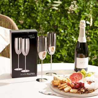 Stalowe kieliszki do szampana srebrne 2 szt