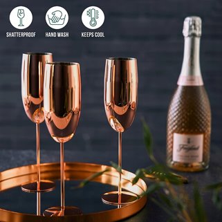 Stalowe kieliszki do szampana Różowe złoto 4 szt