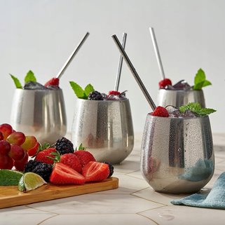 Kubki stalowe Szklanki metalowe srebrne 4 szt