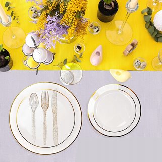 Zestaw imprezowy złoty dla 25 osób wielorazowy