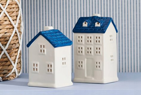 Domek dekoracyjny niebieski 14 cm