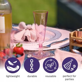 Kieliszki do szampana różowe wielorazowe 10 szt