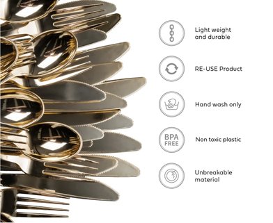 Złote sztućce wielorazowe plastikowe 30 el.