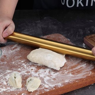 Złoty wałek do ciasta kuchenny 42 cm stalowy pizza