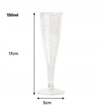 Wielorazowe srebrne kieliszki do szampana 10szt