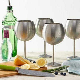 Kieliszki do ginu 700 ml Stalowe SREBRNE 4 szt