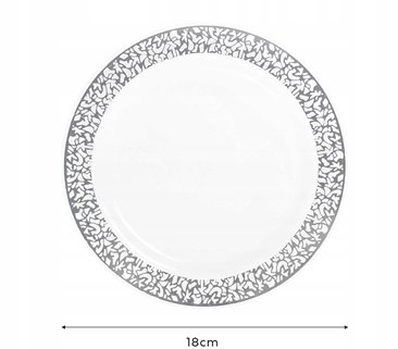 Talerze wielorazowe deserowe srebrne 10 sztuk