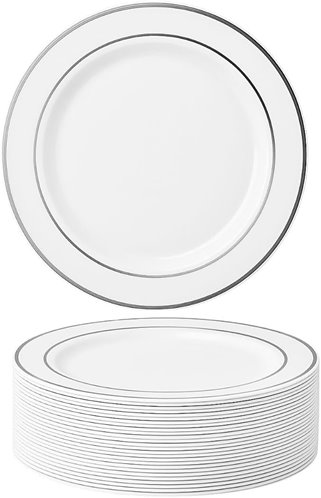 Talerze plastikowe 19 cm srebrne 10 sztuk