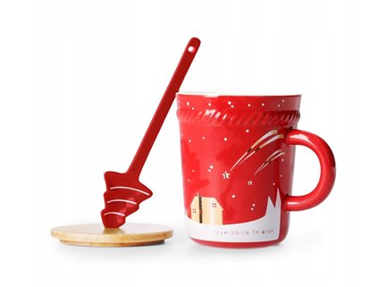 Kubek Homla czerwony 280 ml z mieszadełkiem