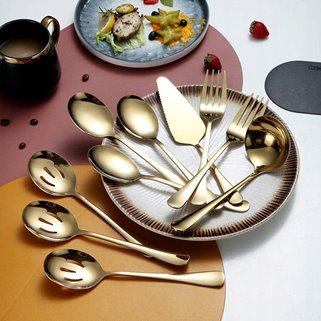 Sztućce do serwowania złote 10 el