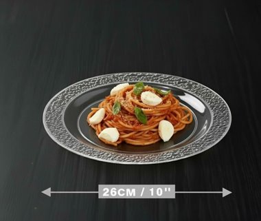Srebrne talerze wielorazowe obiadowe 10 szt 26 cm