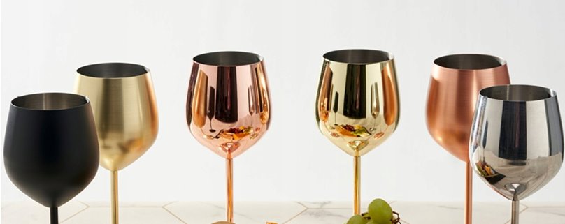 Złoty stalowy kieliszek do wina Nietłukący