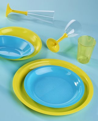 Talerz Niebieski plastikowy 25 szt wielorazowy