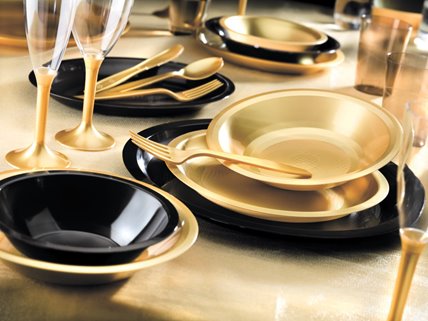 Czarny talerz plastikowy do zmywarki HoReCa 10 szt