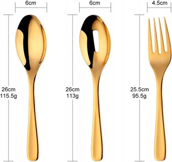 Złote sztućce do serwowania sałatkowe widelec JAKOŚĆ DŁUGIE 3 sztuki