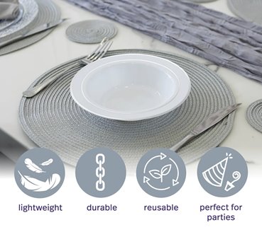 Plastikowe talerze wielorazowe srebrne 10 sztuk