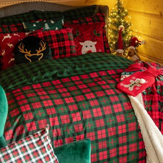 Pościel w kratę 220x200 bawełna prezent Świąteczna Święta wigilia Tartan