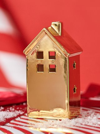 Domek dekoracyjny złoty 15,5 cm