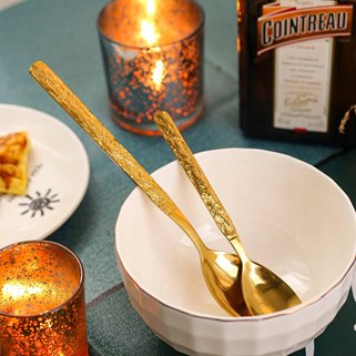 Złote sztućce młotkowane 24 el / 6 os