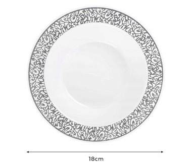 Talerze wielorazowe głębokie srebrne 10 sztuk