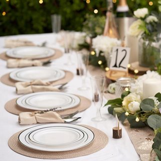 Talerze wielorazowe z czarną obwódką 20 sztuk