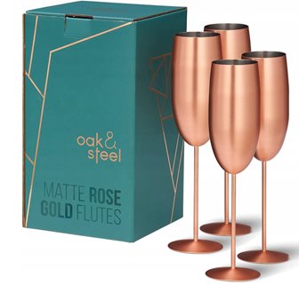 Różowe metalowe kieliszki do szampana Matowe