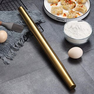 Złoty wałek do ciasta kuchenny 42 cm stalowy pizza