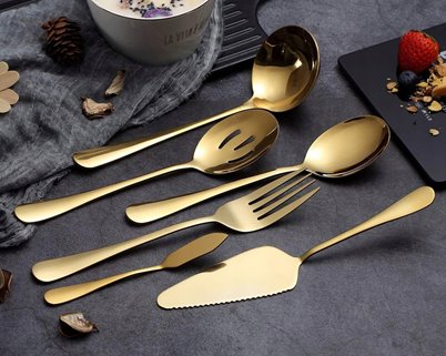 Sztućce do serwowania złote 10 el