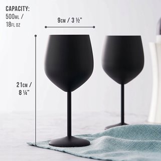 Kieliszek do wina stalowy czarny matowy 500 ml