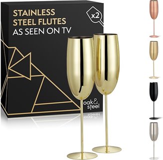 Złoty metalowy kieliszek do szampana w Połysku