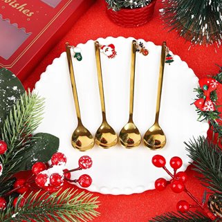 łyżeczki złote z zawieszkami 4 szt