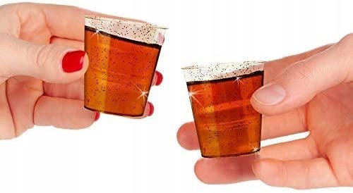 Kieliszki wielorazowe do wódki złote 20 szt