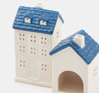 Domek dekoracyjny niebieski 12 cm