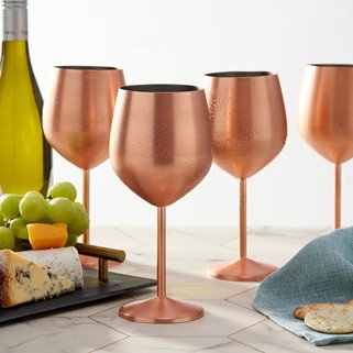 Stalowe matowe kieliszki do wina różowe 4 szt