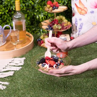 Plastikowe talerze głębokie wielorazowe złote