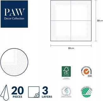 Serwetki zielone  20 sztuk PAW