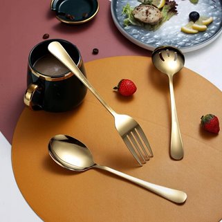 Sztućce do serwowania złote 10 el