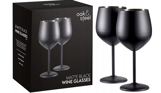 Kieliszki metalowe czarne do wina 2 szt