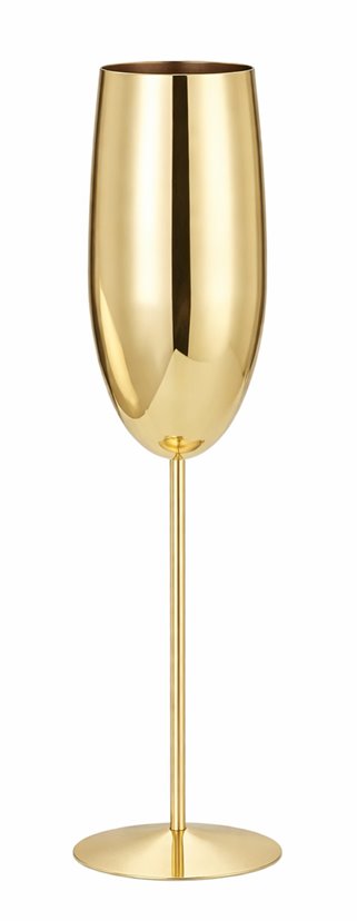 Złoty metalowy kieliszek do szampana w Połysku