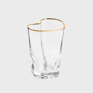 Szklanka do napojów Homla 280 ml w kaształcie serca ze złotą obwódką