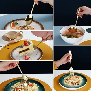 Sztućce do serwowania złote 10 el