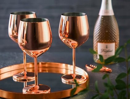 Kieliszek do wina stalowy różowe złoto 500 ml