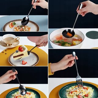 Sztućce do serwowania czarne 10 el